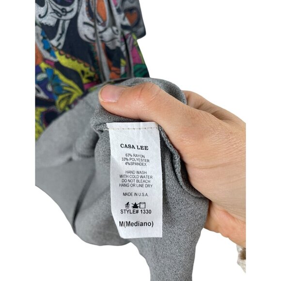 Casa Lee Multicolor Sugar Skull Tunic Top Asymmetrical Hem - Picture 6 of 9